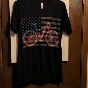 Black T-Shirt with American. Flag and bike. Final Price